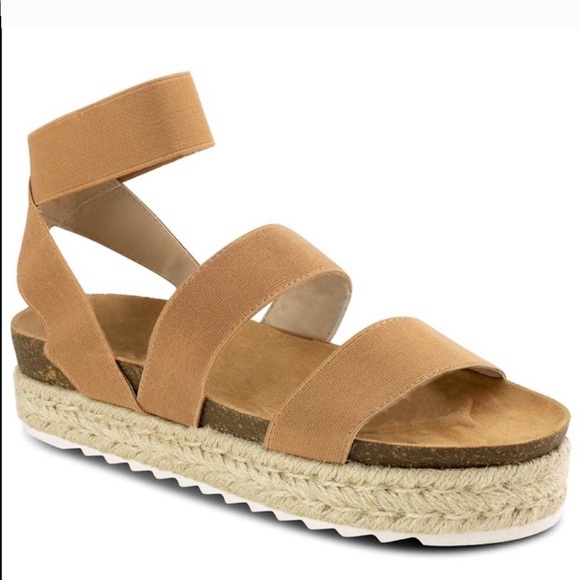 Camel Espadrille Platform Two Strap Sandals 👡 - Picture 6 of 7